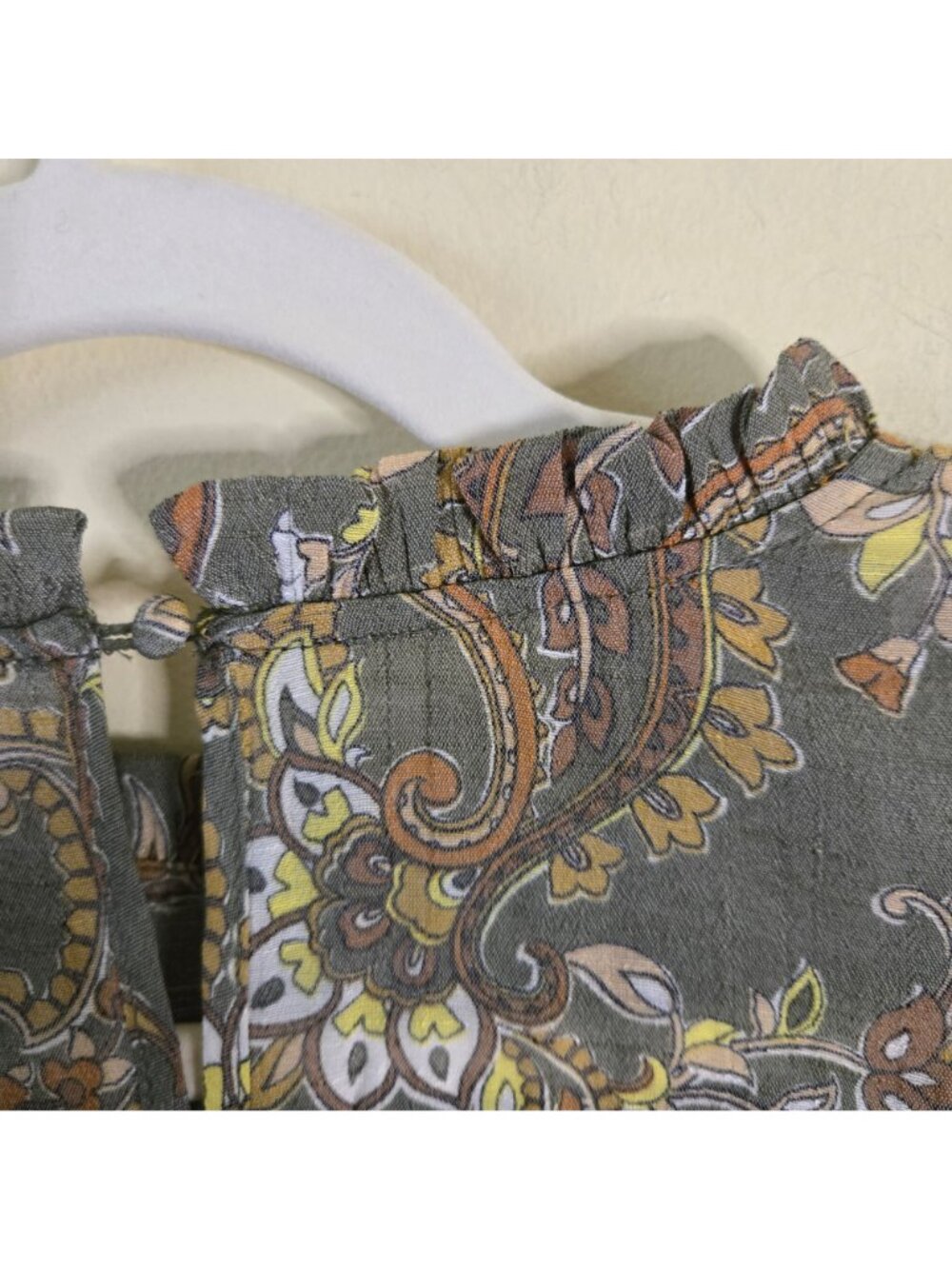 Nanette Lepore NWT Prairie Sage Paisley Print High Ruffle Collar Blouse Size XL - Picture 5 of 9